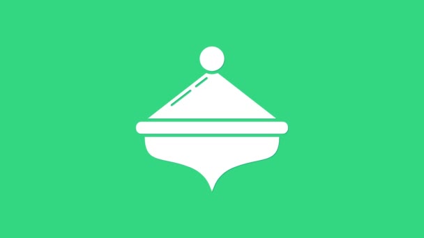 Biała ikona dreidela Chanuka odizolowana na zielonym tle. 4K Animacja graficzna ruchu wideo — Wideo stockowe