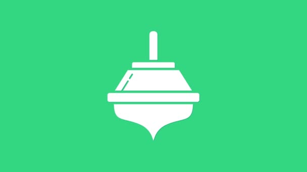 Biała ikona dreidela Chanuka odizolowana na zielonym tle. 4K Animacja graficzna ruchu wideo — Wideo stockowe