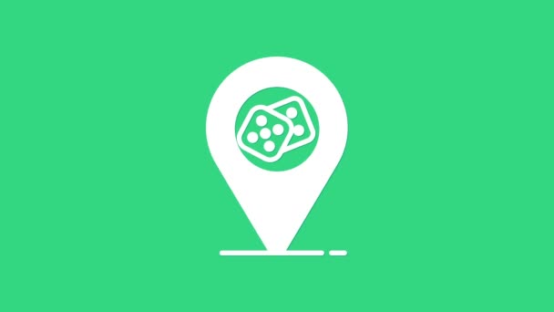 Vit Kasino plats ikon isolerad på grön bakgrund. Spelet tärning ikon. 4K Video motion grafisk animation — Stockvideo