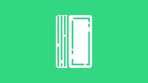 Fehér pakli kártya ikon elszigetelt zöld alapon. Kaszinó. 4K Videó mozgás grafikus animáció — Stock videók