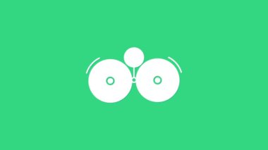 Yeşil arkaplanda beyaz zil simgesi izole edildi. Alarm sembolü, servis zili, el zili işareti, uyarı sembolü. 4K Video hareketli grafik canlandırması