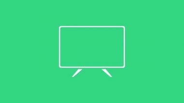 Beyaz Akıllı TV simgesi yeşil arkaplanda izole edildi. Televizyon tabelası. 4K Video hareketli grafik canlandırması