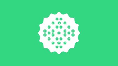 Beyaz Kraker bisküvisi simgesi yeşil arka planda izole edildi. Tatlı kurabiye. 4K Video hareketli grafik canlandırması