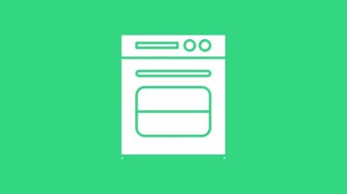 Beyaz fırın simgesi yeşil arkaplanda izole edilmiş. Fırın tabelası. 4K Video hareketli grafik canlandırması