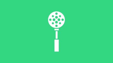 Beyaz Spatula simgesi yeşil arkaplanda izole edildi. Mutfak spatula ikonu. Barbekü spatula işareti. Barbekü ve ızgara aleti. 4K Video hareketli grafik canlandırması