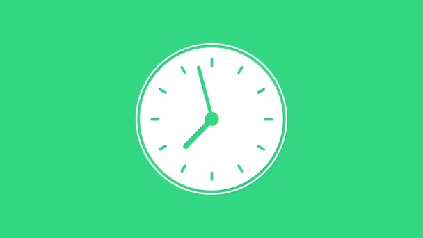 Icône Horloge blanche isolée sur fond vert. Symbole temporel. Animation graphique de mouvement vidéo 4K — Video