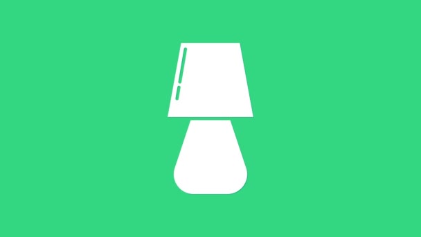 Icono de lámpara de mesa blanca aislada sobre fondo verde. Animación gráfica de vídeo 4K — Vídeos de Stock