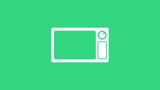 Witte Magnetron oven pictogram geïsoleerd op groene achtergrond. pictogram huishoudelijke apparaten. 4K Video motion grafische animatie — Stockvideo