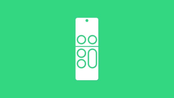 Icône de télécommande blanche isolée sur fond vert. Animation graphique de mouvement vidéo 4K — Video