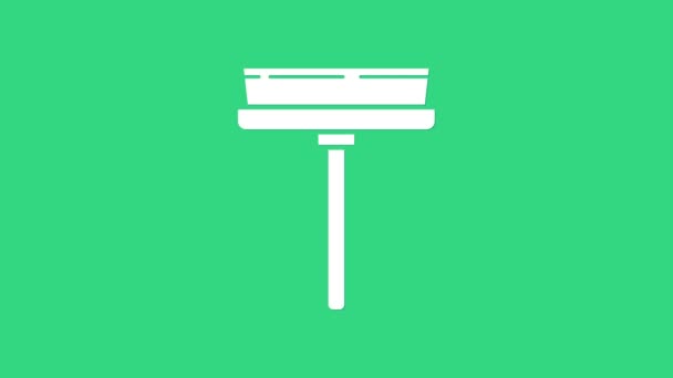 White Cleaning service with of rubber cleaner for windows icon isolated on green background. Squeegee, scraper, wiper. 4K Video motion graphic animation — Stock Video
