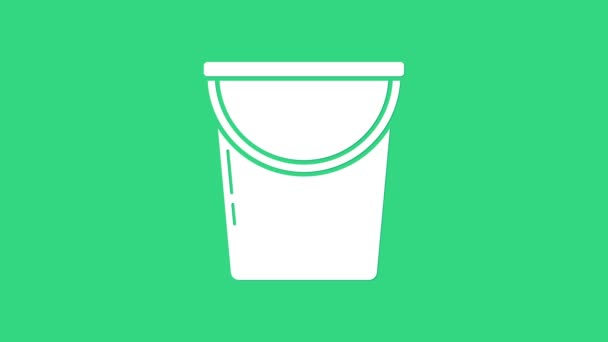 White Bucket icon isolated on green background. 4K Video motion graphic animation — Stock Video