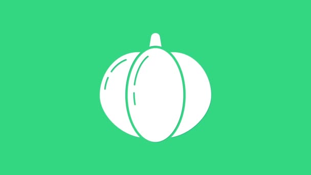 Fehér tök ikon elszigetelt zöld alapon. Boldog Halloween partit! 4K Videó mozgás grafikus animáció — Stock videók