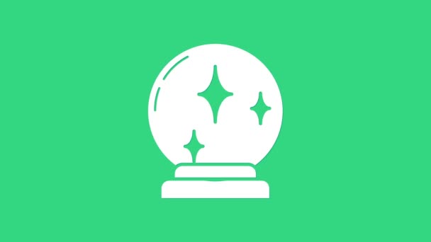 Icona della palla magica bianca isolata su sfondo verde. Sfera di cristallo. Animazione grafica 4K Video motion — Video Stock