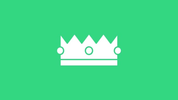 Значок White Crown выделен на зеленом фоне. Видеографическая анимация 4K — стоковое видео