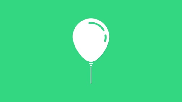Λευκό μπαλόνι με κορδέλα εικονίδιο απομονώνονται σε πράσινο φόντο. 4K Γραφική κίνηση κίνησης βίντεο — Αρχείο Βίντεο