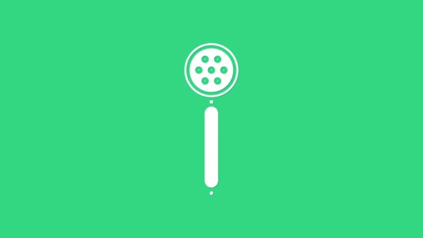 Icono de cuchara White Strainer aislado sobre fondo verde. Animación gráfica de vídeo 4K — Vídeo de stock