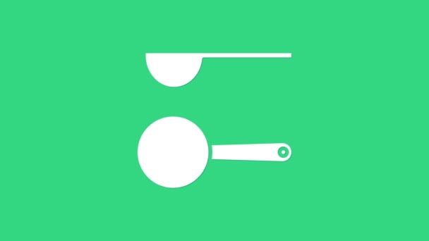 Blanco Icono de cuchara medidora aislado sobre fondo verde. Animación gráfica de vídeo 4K — Vídeos de Stock