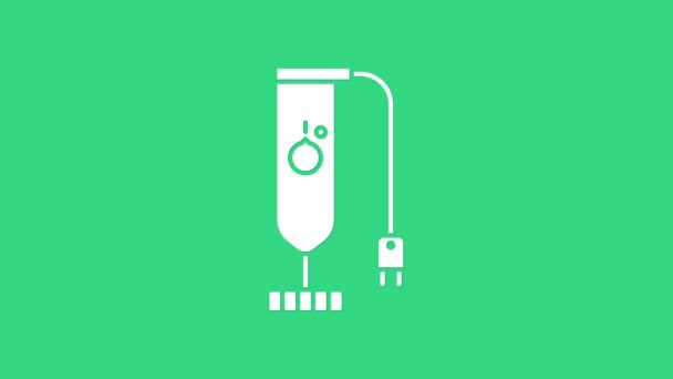 Witte Blender pictogram geïsoleerd op groene achtergrond. Keuken elektrische vaste blender. smoothies, cocktail of sap koken. 4K Video motion grafische animatie — Stockvideo