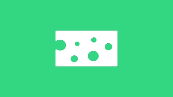 Icono del queso blanco aislado sobre fondo verde. Animación gráfica de vídeo 4K — Vídeos de Stock