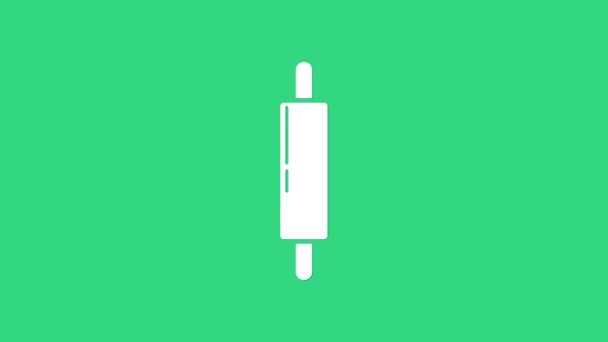 Icono de rodillo blanco aislado sobre fondo verde. Animación gráfica de vídeo 4K — Vídeos de Stock