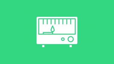 Beyaz Elektrik Ölçüm Cihazları simgesi yeşil arka planda izole edildi. Analog cihazları. Elektrikli aletler. 4K Video hareketli grafik canlandırması