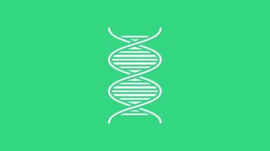 Yeşil arkaplanda beyaz DNA sembolü izole edildi. 4K Video hareketli grafik canlandırması