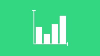 Beyaz Pasta grafiği bilgi simgesi yeşil arkaplanda izole edildi. Diyagram çizelgesi. 4K Video hareketli grafik canlandırması