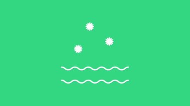 Beyaz Soğuk ve dalga ikonu yeşil arkaplanda izole edilmiş. 4K Video hareketli grafik canlandırması