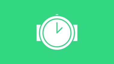 Beyaz Dalış saat simgesi yeşil arkaplanda izole. Su altı ekipmanları. 4K Video hareketli grafik canlandırması