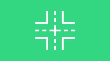 Beyaz Yol trafik tabelası. Yeşil arkaplanda sinyal simgesi izole edildi. İşaretçi sembolü. İzole sokak bilgi levhası. Yön tabelası. 4K Video hareketli grafik canlandırması