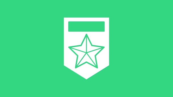 Wit Chevron icoon geïsoleerd op groene achtergrond. Militaire badge teken. 4K Video motion grafische animatie — Stockvideo