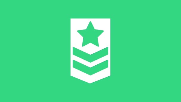 Ikona Bílý symbol izolovaná na zeleném pozadí. Vojenský odznak. Grafická animace pohybu videa 4K — Stock video