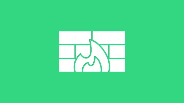Firewall branco, ícone de parede de segurança isolado no fundo verde. Animação gráfica em movimento de vídeo 4K — Vídeo de Stock