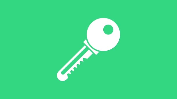 White Key icon isolated on green background. 4K Video motion graphic animation — Stock Video