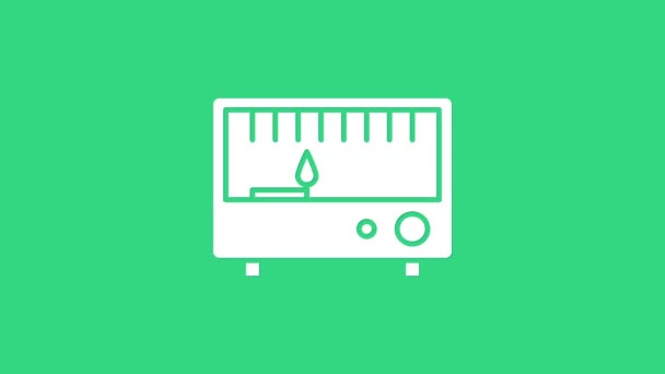 White Electrical measuring instruments icon isolated on green background. Analog devices. Electrical appliances. 4K Video motion graphic animation — Stock Video