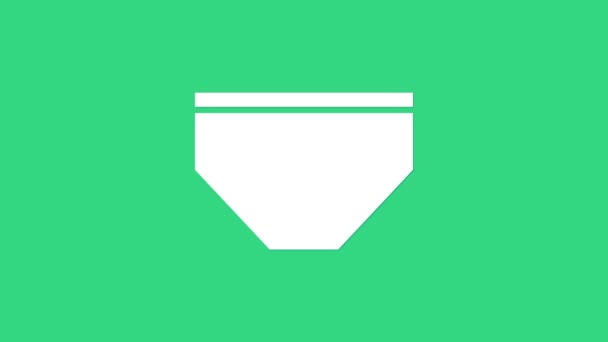 白色泳裤图标孤立在绿色背景。4K视频运动图形动画 — 图库视频影像
