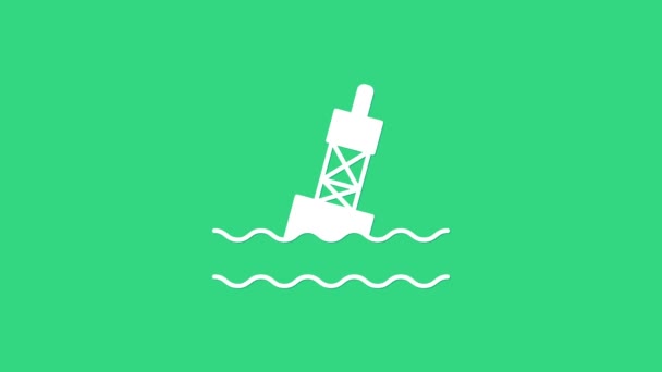 Boa galleggiante bianca sull'icona del mare isolata su sfondo verde. Animazione grafica 4K Video motion — Video Stock