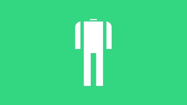 White Wetsuit pro potápění ikona izolované na zeleném pozadí. Potápěčské vybavení. Grafická animace pohybu videa 4K — Stock video