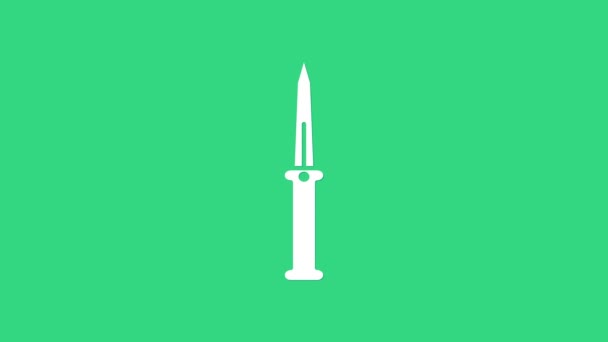 Fehér Kés ikon elszigetelt zöld alapon. Katonai kés. 4K Videó mozgás grafikus animáció — Stock videók