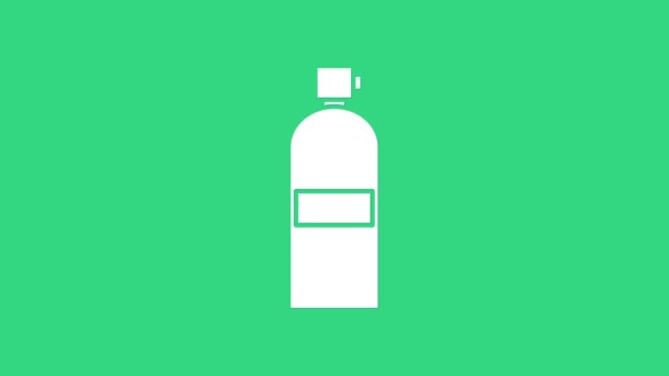 Bílá ikona Aqualung izolovaná na zeleném pozadí. Kyslíková nádrž pro potápěče. Potápěčské vybavení. Extrémní sport. Potápěčské vybavení. Grafická animace pohybu videa 4K — Stock video