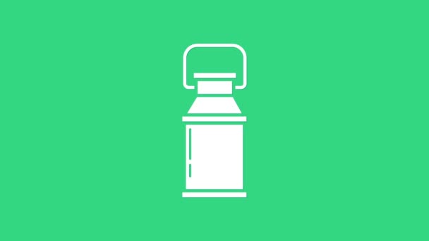 White Can container for milk icon isolated on green background. 4K Video motion graphic animation — Stock Video