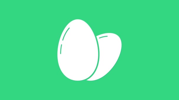Icona uovo di pollo bianco isolato su sfondo verde. Animazione grafica 4K Video motion — Video Stock