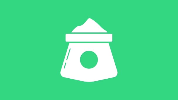 Sacchetto bianco di icona di farina isolato su sfondo verde. Animazione grafica 4K Video motion — Video Stock