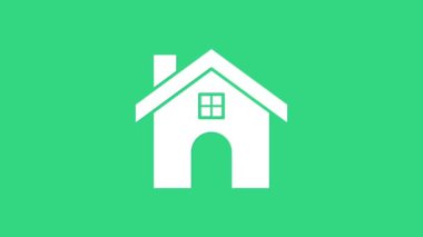 Beyaz Saray simgesi yeşil arka planda izole edildi. Ev sembolü. 4K Video hareketli grafik canlandırması