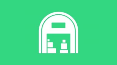 Beyaz Depo simgesi yeşil arka planda izole edildi. 4K Video hareketli grafik canlandırması