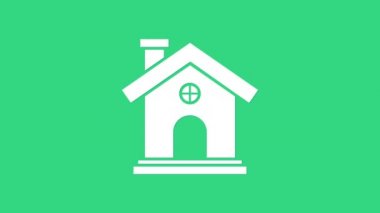 Beyaz Saray simgesi yeşil arka planda izole edildi. Ev sembolü. 4K Video hareketli grafik canlandırması