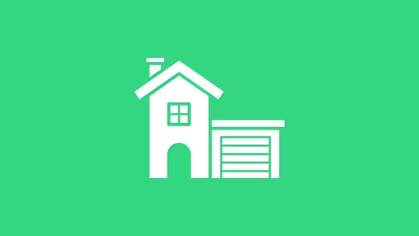 Ikona Białego Domu na zielonym tle. Symbol domowy. 4K Animacja graficzna ruchu wideo — Wideo stockowe