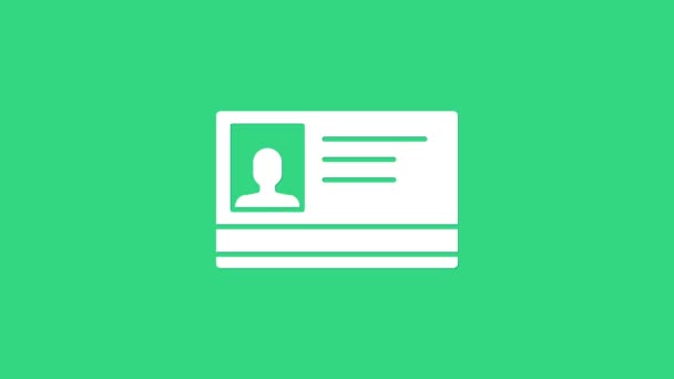 Vit ID-bricka ikon isolerad på grön bakgrund. Den kan användas för presentation, företagets identitet, reklam. 4K Video motion grafisk animation — Stockvideo