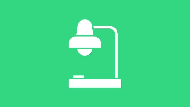 Ікона білої столової лампи ізольована на зеленому тлі. Стіл офісної лампи. 4K Відеографічна анімація — стокове відео