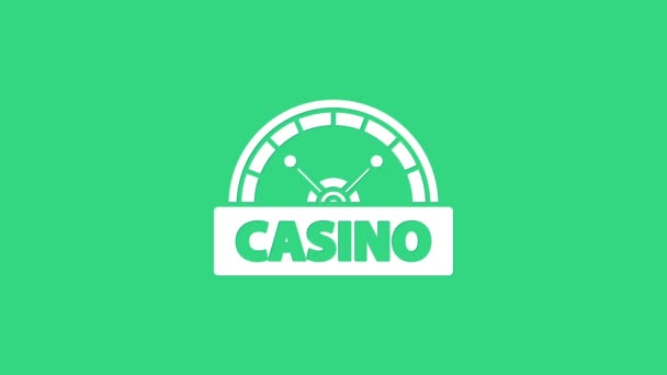White Casino signboard icon isolated on green background. 4K Video motion graphic animation — Stock Video